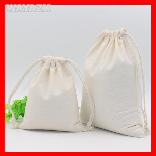 (100Pcs/Lot) Personalized Custom Cotton Drawstring Gift Bag with Your Business Logo Printed